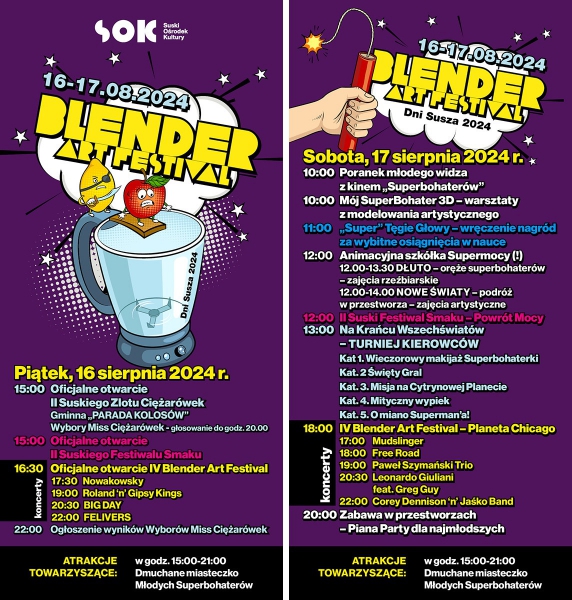 Program Blender Art Festival i Dni Susza 2024