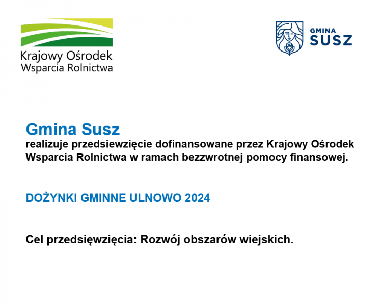 Dożynki Gminne 2024 z dofinansowaniem KOWR