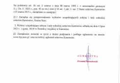 Zarządzenie Burmistrza Susza z dnia 26 czerwca 2023 r. w sprawie przeprowadzenia wyborów uzupełniających sołtysa sołectwa kamieniec i rady sołeckiej